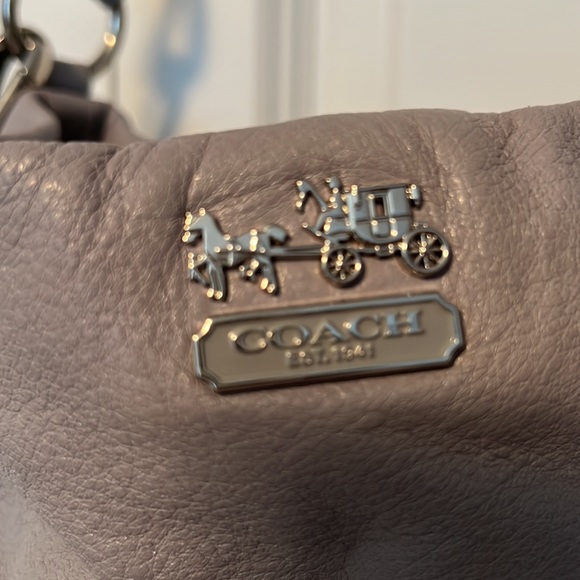 Coach Crossbody Bag. Grey color with lime green interior. - Picture 5 of 12